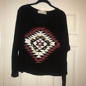 Long sleeve tribal pattern shirt